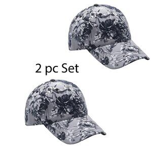 2pc set Elegant Grey Rose Baseball Caps Hats